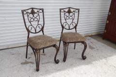 A Pair of Cafe Side Accent Wrought Iron Chairs - 4157881