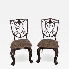 A Pair of Cafe Side Accent Wrought Iron Chairs - 4160483