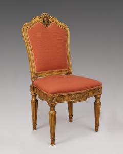 A Pair of Carved and Gilded Wood Roman Neoclassical Side Chairs - 118188