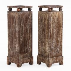 A Pair of Cerused Oak Pedestals Contemporary  - 4580728