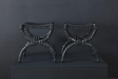 A Pair of Charles X Cast Iron Curule Form Stools - 269578
