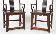 A Pair of Chinese Hat Arm Hardwood Chairs - 3275219