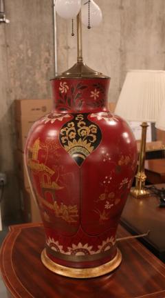 A Pair of Chinoiserie Painted Bisque Table Lamps circa 1900 - 4808652