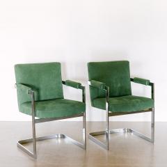 A Pair of Chromium Steel Cantilevered Armchairs 1970s - 3112964