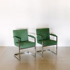 A Pair of Chromium Steel Cantilevered Armchairs 1970s - 3112966