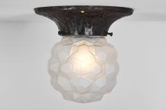 A Pair of Copper and Frosted Glass Ceiling Lamps Europe Early 20th Century - 3949326