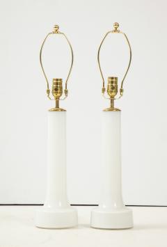 A Pair of Danish Milk Glass and Brass Mounted Table Lamps Circa 1940s - 1458298