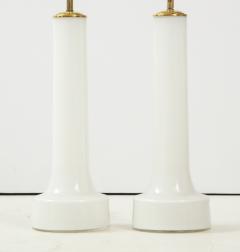 A Pair of Danish Milk Glass and Brass Mounted Table Lamps Circa 1940s - 1458301