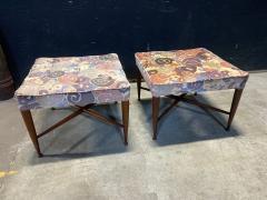 A Pair of Dunbar Thebes Stools In Jack Lenor Larsen Samarkand Velvet - 4453839