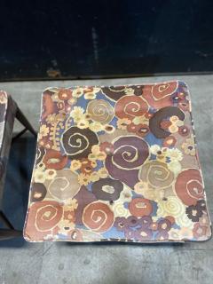 A Pair of Dunbar Thebes Stools In Jack Lenor Larsen Samarkand Velvet - 4453846