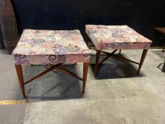 A Pair of Dunbar Thebes Stools In Jack Lenor Larsen Samarkand Velvet - 4453847