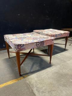 A Pair of Dunbar Thebes Stools In Jack Lenor Larsen Samarkand Velvet - 4453848