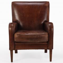 A Pair of Dutch Art Deco Style Leather Club Chairs C 1960  - 4598329
