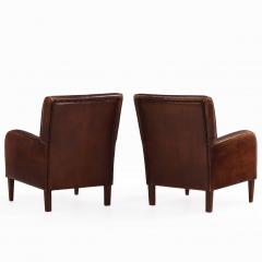A Pair of Dutch Art Deco Style Leather Club Chairs C 1960  - 4598330