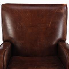 A Pair of Dutch Art Deco Style Leather Club Chairs C 1960  - 4598332