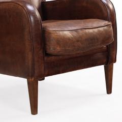 A Pair of Dutch Art Deco Style Leather Club Chairs C 1960  - 4598333