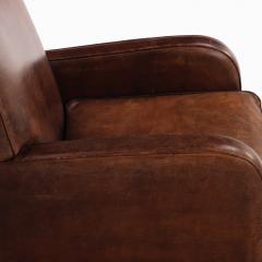 A Pair of Dutch Art Deco Style Leather Club Chairs C 1960  - 4598334