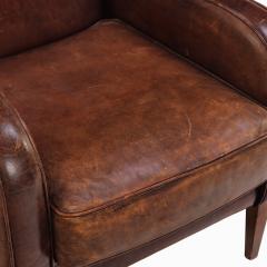 A Pair of Dutch Art Deco Style Leather Club Chairs C 1960  - 4598335