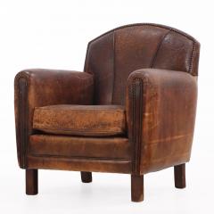 A Pair of Dutch Art Deco style Leather Club Chairs C 1950  - 4372191
