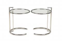 A Pair of Eileen Gray Polished Chrome and Glass Tables - 4171453