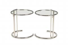 A Pair of Eileen Gray Polished Chrome and Glass Tables - 4171455