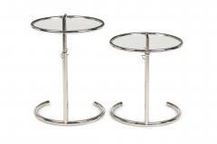 A Pair of Eileen Gray Polished Chrome and Glass Tables - 4171457