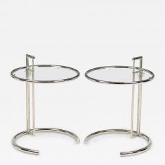A Pair of Eileen Gray Polished Chrome and Glass Tables - 4198188