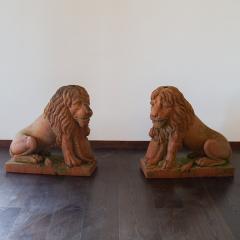 A Pair of English 19th Century Terracotta Lions - 3092865