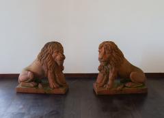 A Pair of English 19th Century Terracotta Lions - 3092876