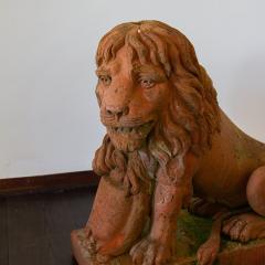A Pair of English 19th Century Terracotta Lions - 3092877