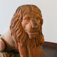 A Pair of English 19th Century Terracotta Lions - 3092878