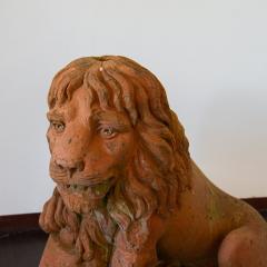 A Pair of English 19th Century Terracotta Lions - 3092880
