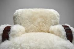 A Pair of European Armchairs in White Sheepskin Europe 20th Century - 3949286