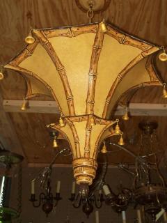 A Pair of Faux Bamboo Painted Tole Fixtures - 344219