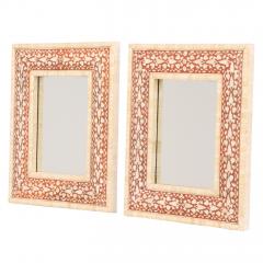 A Pair of Faux Bone Inlaid Mirrors  - 4345674