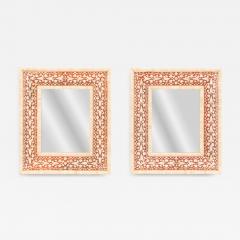 A Pair of Faux Bone Inlaid Mirrors  - 4345700