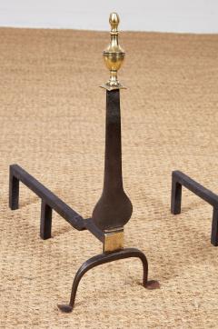 A Pair of Federal Knife Blade Andirons with Brass Details - 4444730