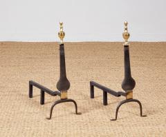 A Pair of Federal Knife Blade Andirons with Brass Details - 4444732