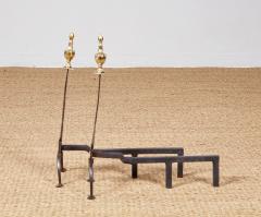 A Pair of Federal Knife Blade Andirons with Brass Details - 4444734