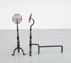 A Pair of Filigree Brass Rosette Andirons - 3919547