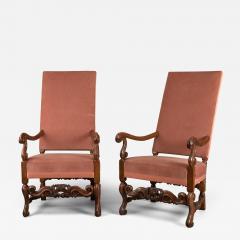 A Pair of Franco Flemish 17th Century High Back Armchairs - 3720423