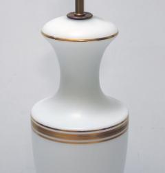 A Pair of French 1960s White Frosted Glass Lamps with Gilt Highlights - 1894365