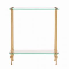 A Pair of French Brass and Glass Tiered End Tables C 1950  - 4227831