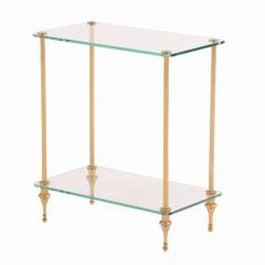 A Pair of French Brass and Glass Tiered End Tables C 1950  - 4227833