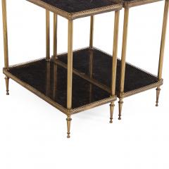 A Pair of French Brass and Marble Two Tier Tables C 1945  - 4428534