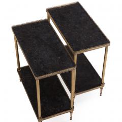 A Pair of French Brass and Marble Two Tier Tables C 1945  - 4428536