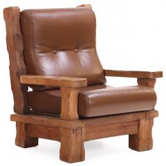 A Pair of French Brutalist style Oak Armchairs C 1960  - 4730416