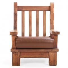 A Pair of French Brutalist style Oak Armchairs C 1960  - 4730417