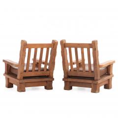 A Pair of French Brutalist style Oak Armchairs C 1960  - 4730419