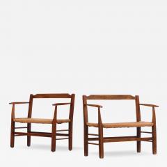 A Pair of French Elm Rush Seat Cantou Benches C 1920  - 4350846